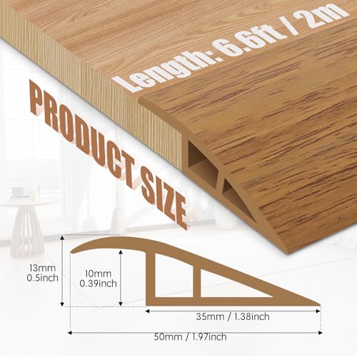 Image of Floor Transition Strip Door Threshold 78 inch Floor Transition Reducer Trim on The Edges Threshold Strip Self Adhesive Suitable for Doorways, Tiles, Carpet