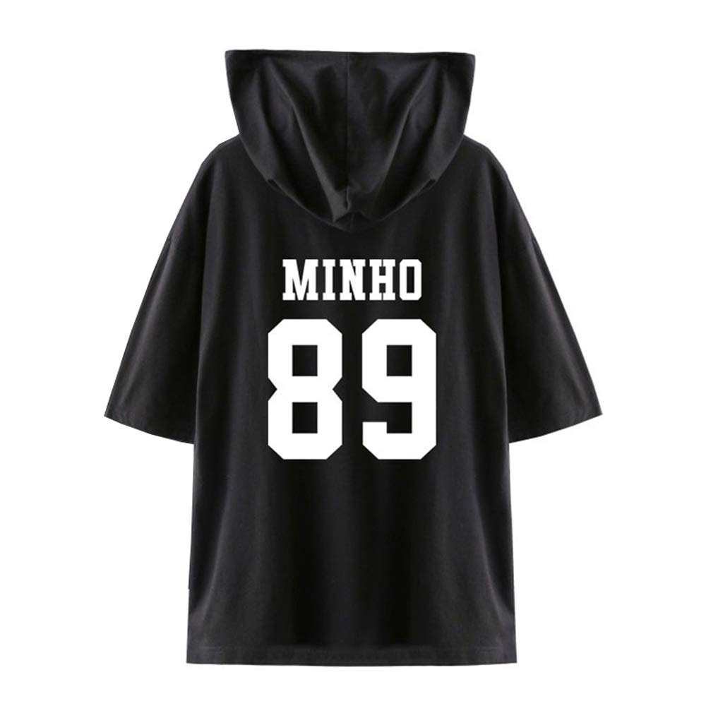Maisley Minh_black Hooded Tshirt Kpop Yellow Wood Short-Sleeved Changbin Hyunjin Felix Seungmin Jeongin Jisung Minho Woojin Bangchan Tee Shirt Fashion Wild Color Matching Straykids New Casual T-Shirt