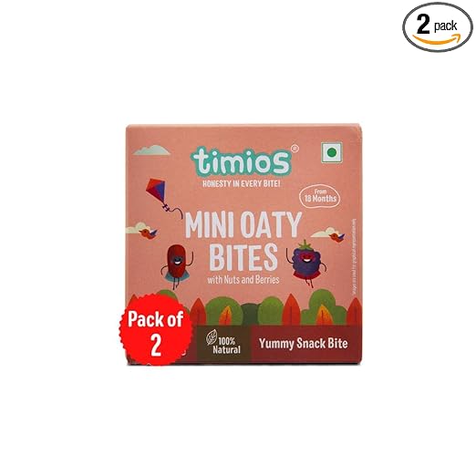 Timios Mini Oaty Bites - Nuts and Berries | Snack Bar for Baby | Pack of 2