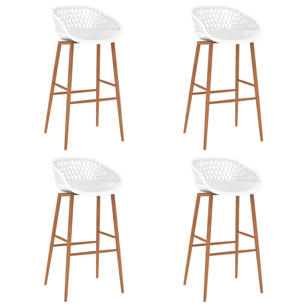 Lot de 4 tabourets de bar 48 x 47,5 x 95,5 cm PP métal blanc