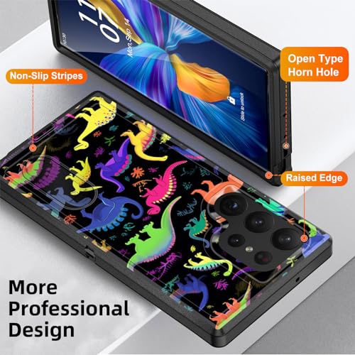 Coque Galaxy S24 Ultra 3 couches protectrices avec support vidéo rétractable et dinosaure - 4