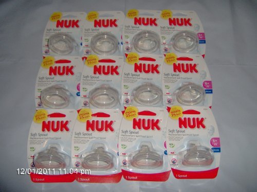 12 Pack NUK Replacement Spouts - Clear Soft Silicone