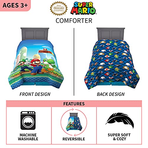 Image of Franco Kids Bedding Super Soft Microfiber Reversible Comforter, Twin /Full, Mario