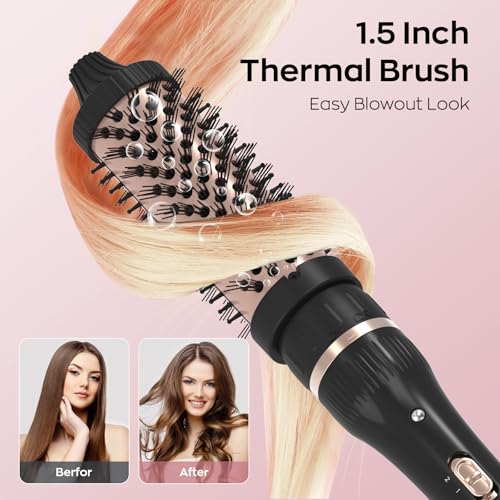 3-in-1 Curling Iron Set for Hair Styling: Includes Thermal Brush, 2 Interchangeable Ceramic Curling Wands, Heat Protective Glove, Clips, and Storage Bag