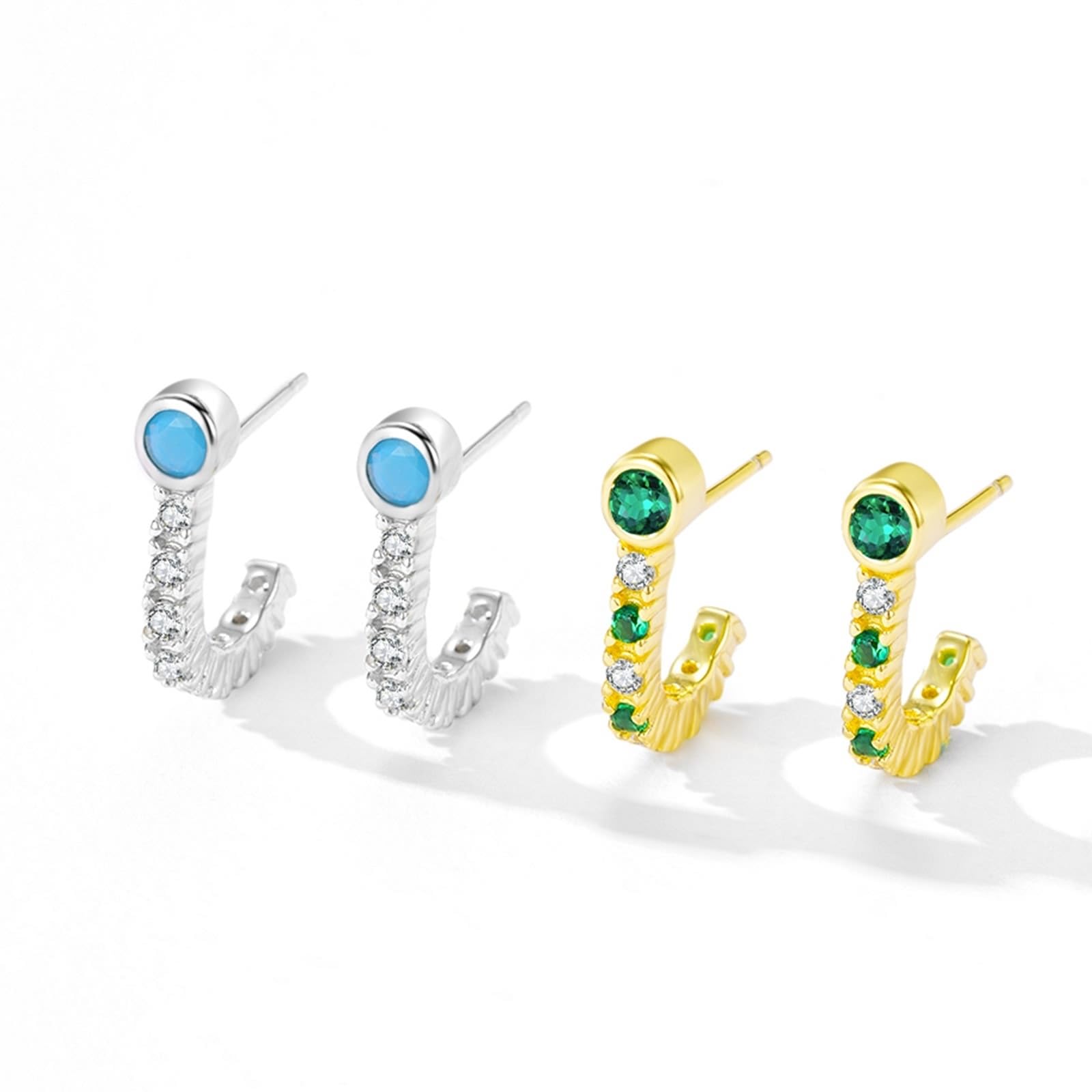 Pendientes de oro 375 con esmeralda verde de laboratorio, letra J, oro amarillo de 9 quilates, pendientes de moissanite