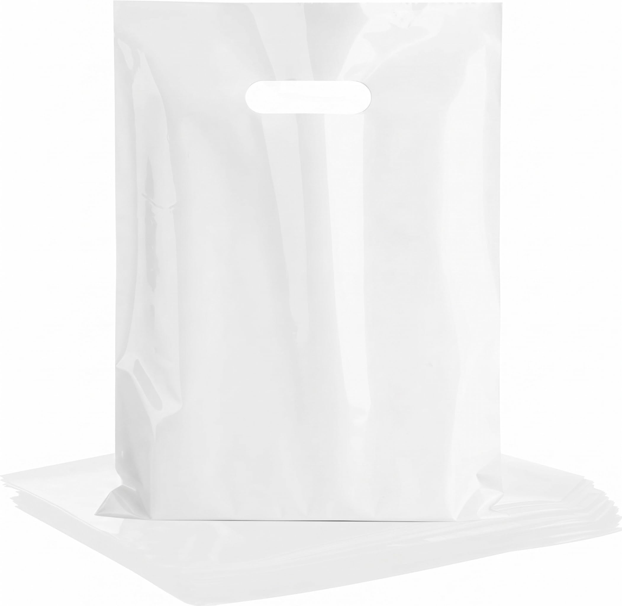 HOIIOH 100 Pack White Plastic Carrier Bags with Handles 30x38cm โ image 1