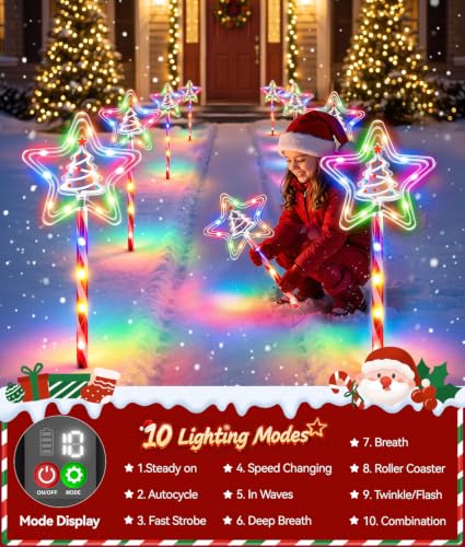 KOOPER Christmas Decorations Outdoor, Solar Star Tree Pathway Lights, 6Pack - image 5