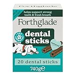 Forthglade Natural Dog Dental Sticks (20 Sticks) - Plant-Based & Grain Free Dog Treats, Dental Chews for Fresh Breath, Removes Plaque and Tartar, Resealable Bags