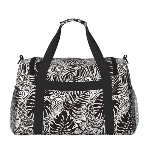 Polynesian Style With Leave Travel Duffle Bag Carry On Duffle Bags For Womens & Mens Travel Overnight Bag Tote Bag Yoga Gym Bag2