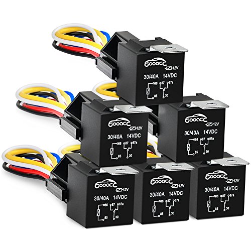 GOOACC 6 Pack Automotive Relay Harness Set 5-Pin 30/40A 12V SPDT with Interlocking Relay Socket and Harnesses,2 Years Warranty by GOOACC - Used condition - US$9.80