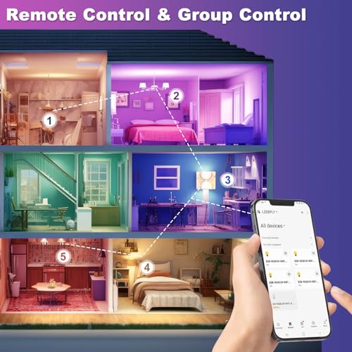 Image of A15 LED Smart Bulb, Compatible with Alexa, Google Home, E26, 5W=40W, Color Changing, Dimmable WiFi Light Bulbs, No Hub Required, 3 Pack