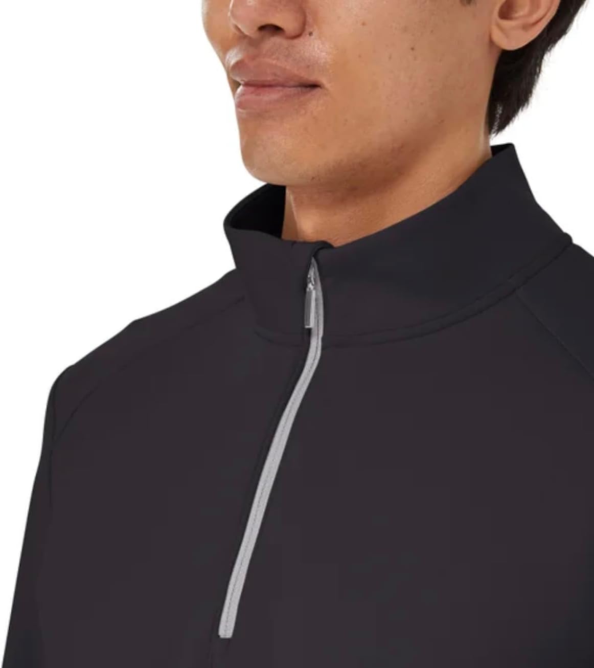 KIRKLAND Signature Men's UPF 50+ Stretch 1/2 Zip Pullover (US, Alpha, Small, Regular, Regular, Black) - Image 3