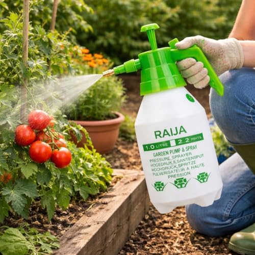 Image of 1 Litre Garden Spray Bottle - Hand Pressure Water Sprayer for Plants, Gardening, Flowers & Home Cleaning | Multipurpose Manual Pump Sprayer with Adjustable Nozzle & Easy Grip Handle
