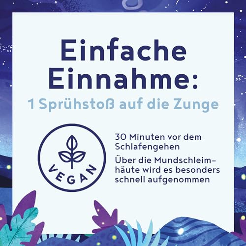 Melatonin Spray Hochdosiert - 400 Tage Vorrat (50ml) - mit Baldrian, Passionsblume, Melisse, Lavendel, Vitamin B6 & B1 - ohne Alkohol - Vegan - Himbeer-Geschmack - Alpha Foods