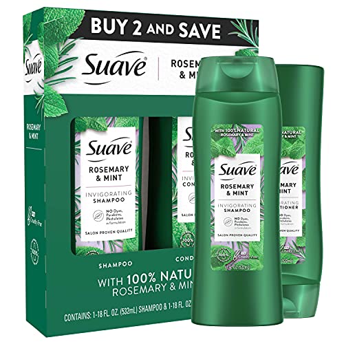 Suave Professionals Invigorating Shampoo and Conditioner for Dry and Damaged Hair Rosemary and Mint Paraben Free and Dye Free Hair Shampoo and Conditioner 18 oz 2 Count