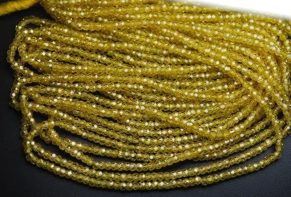 Zircon jaune 3mm taillé avec précision en rondelles facettées pour joaillerie fine
