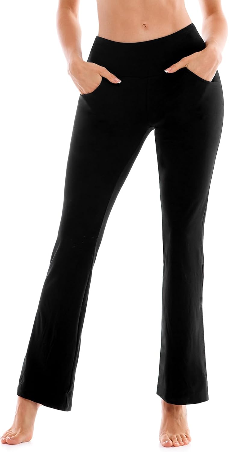 SINOPHANT Flare Leggings for Women with Pockets,High Waisted Tummy Control Bootcut Yoga Pants for Women Soft Bell Bottoms - Image 4
