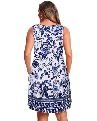 Image of CHICGAL Womens Summer Dresses Casual Sleeveless Loose T Shirt V Neck Sundress Swing Beach Cover Up with Pockets 2026