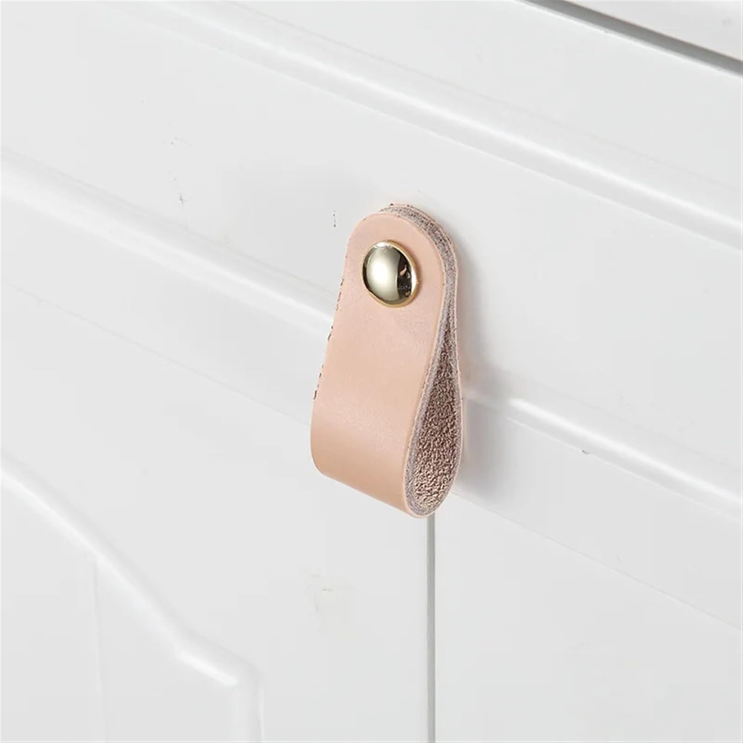 Soft Leather Cabinet Handles Minimalist Cupboard Door Knobs Dresser Drawer Pulls Furniture Handle Hardware 2Pcs(Beige 96mm)