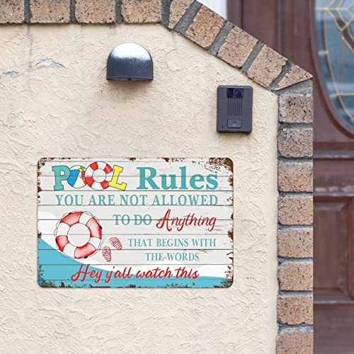 Señal de Reglas para Piscina 12x8" Metal 4 Piezas miniatura 2