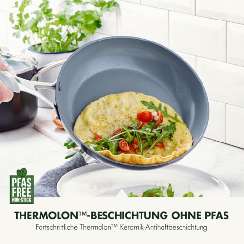 GreenPan GreenPan Valencia Pro Harteloxierte Gesunde Keramik Anti-Stick 26 cm & 30 cm Bratpfannen-Set, PFAS-frei, Edelstahl-Griff, Induktion, Spülmaschinenfest, Backofenfest, Grau - Detailansicht 2 | Pfannen
