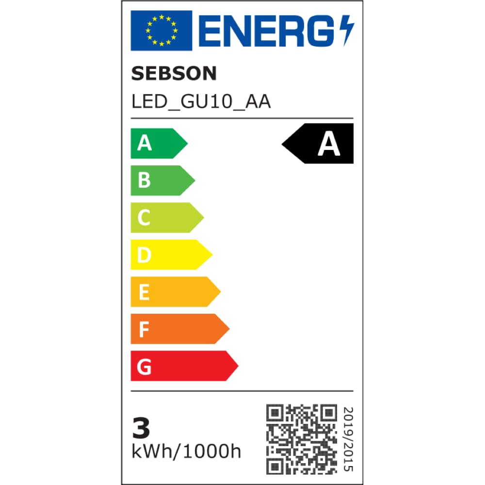 SEBSON Ampoule GU10 LED 3000K Blanc Chaud 2,5W 450lm Classe A | Classe d'Efficacité Énergétique A, Remplace 50W Halogène, Ampoule GU10 90°, Spot Encastré 230V ø50x53mm, Lot de 10