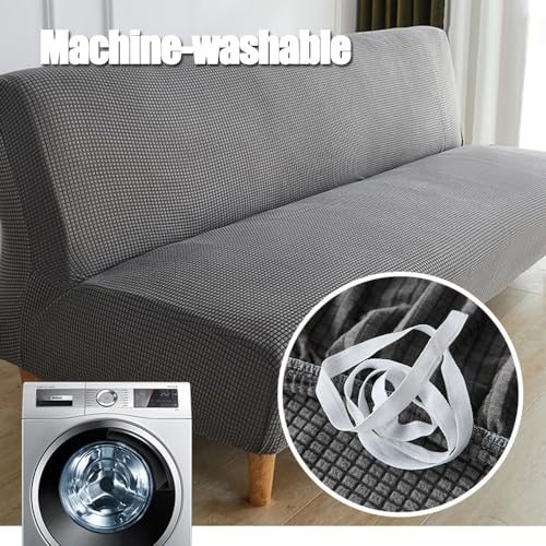DOTBUY-SHOP Ohne Armlehne Sofahusse Stretch, Weich&Bequem Sofa Abdeckung, Sofa Überzug Armloser Möbel Protector (160-190cm,Dunkelgrau)