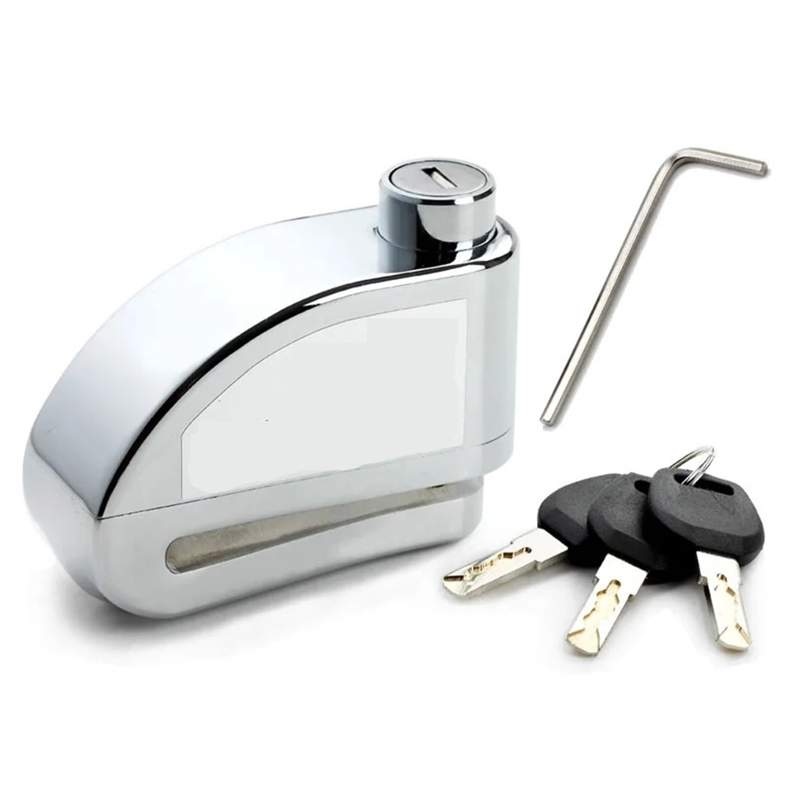 Lucchetto Sensore del sistema di allarme di sicurezza del freno a disco antifurto per blocco moto Sensore impermeabile Serratura Antiscass(Silver Disc Lock)