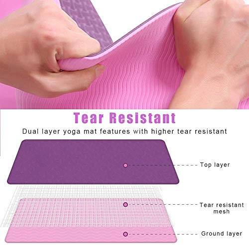 StillCool TPE Yoga Mat Non Slip Fitness Exercise Mat High Density Padding to Avoid Sore Knees, Perfect for Yoga, Pilates and Fitness, Anti - Tear, Sweat - Proof, 1/4 Inch Thick