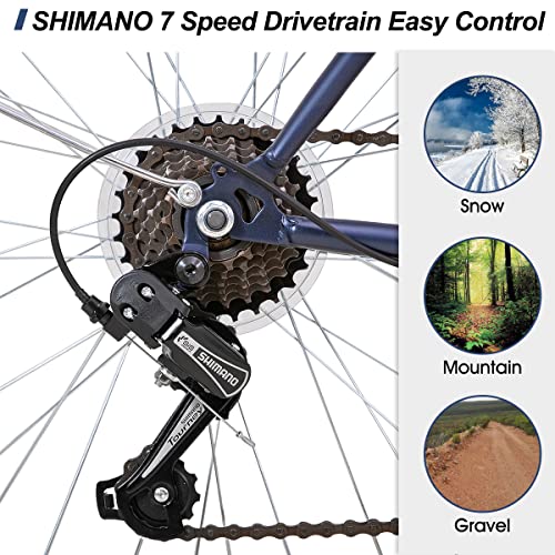 Hiland 700C Hybrid Bike For Men Women Step-Through Or Step-Over Frame Shimano 7Speeds Cruiser Bicycle #TOP3