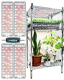 DOMMIA Grow Light, Full Spectrum 50W(500W Equiv) LED Grow Lights for Indoor Plants. 6000K, 3 Spectrum Modes, Dimmable, Timer, Durable Aluminum Ultra-Thin with 288 LEDs. Idea for Seedlings, Greenhouse