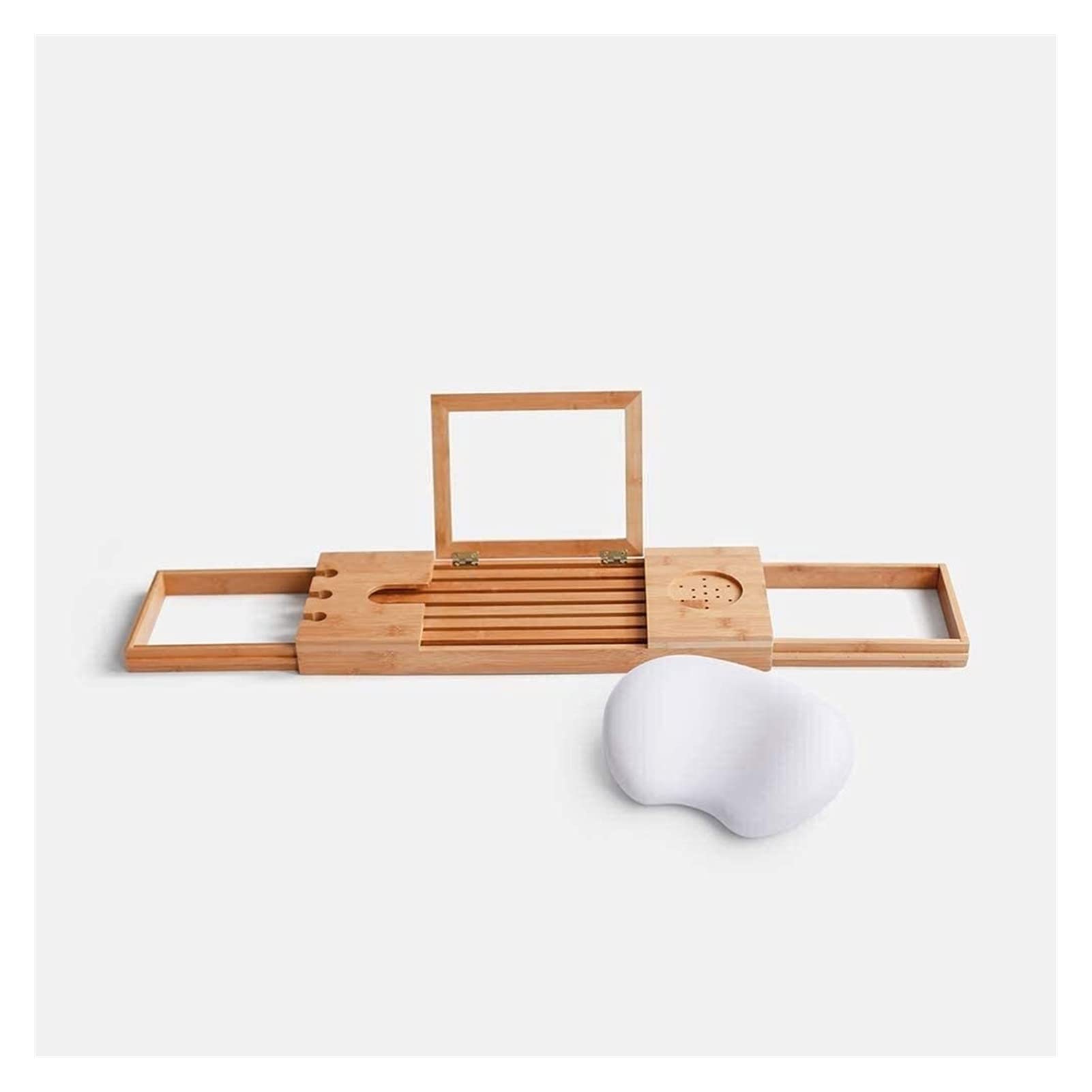 MYUYEE Bath Trays Bathtub Rack Caddy Wood Wood Shelf Shower Book Table Tray Expandable Holder Foldable Bathtub Cover Bathroom Trays (B)