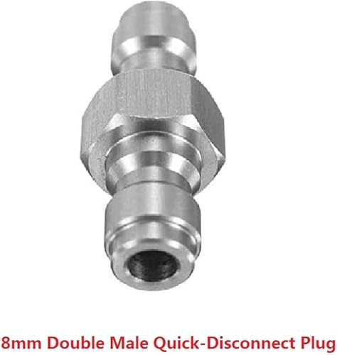 Miniatura 2 de Adaptador universal de enchufe de desconexión rápida de acero inoxidable doble macho de 0.315 in para PCP Paintball Airsoft pistola de aire