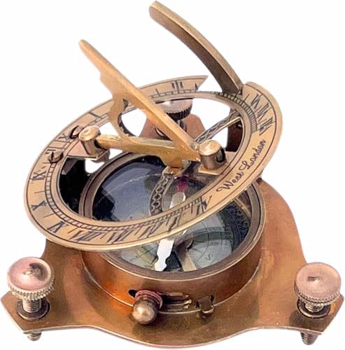 Antique Vintage Brass Sundial Compass 3 Inch Fully Functional Handmade Collectible for Solo Travellers Hikers Trekking Home Decor