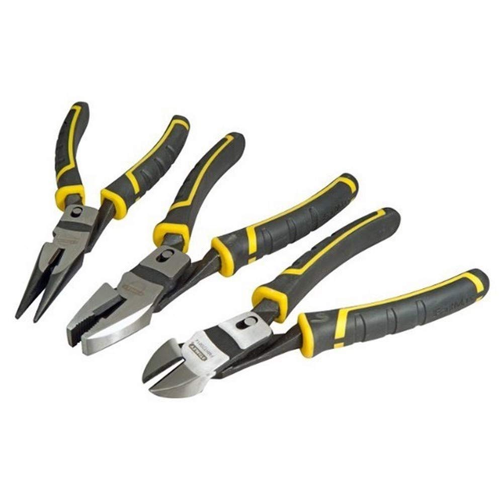 Stanley FMHT0-72415 - Juego de 3 Alicates de acción compuesta (universal, diagonal, Boca larga)