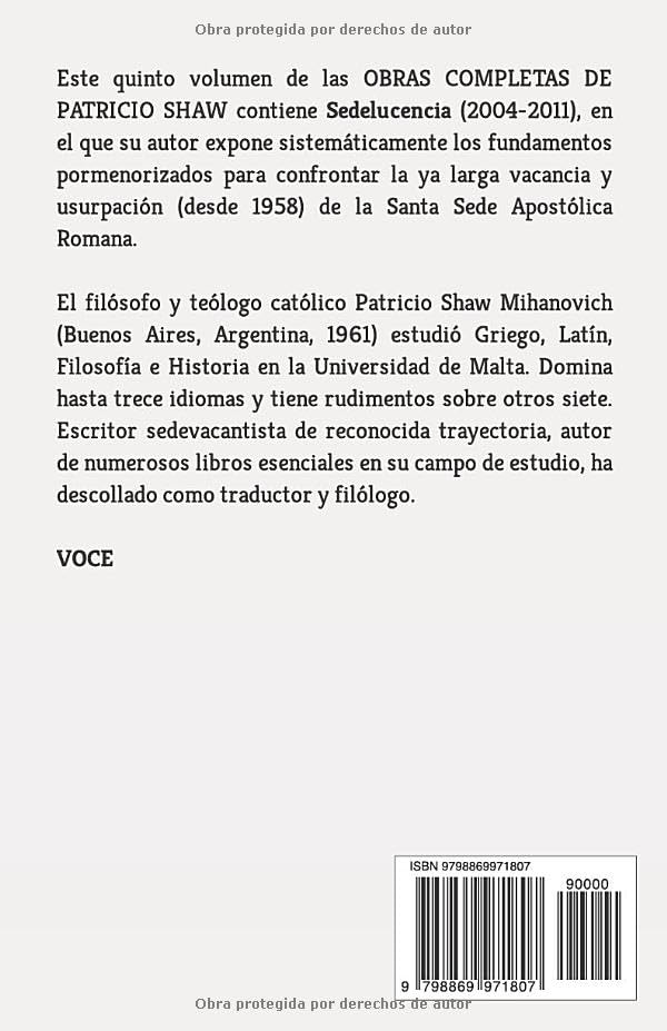 Miniatura 2 de OBRAS COMPLETAS DE PATRICIO SHAW. VOLUMEN V SEDELUCENCIA (VOCE) (Spanish Edition)