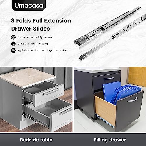 Umacasa 10'' Drawer Slides 10 12 14 16 18 20 22 Inch, Full Extension Drawer Glides 100Lb Load Capacity thumb #2