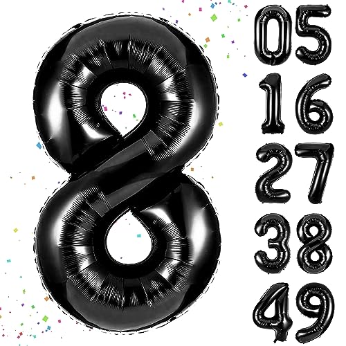 YuSaug Compleanno Palloncino Numero, 40(100cm) Palloncino Foil Da 0 a 9 Palloncino Elio Nero, Foil Palloncino Gigante Decorazione per Mosche Compleanno Gonfiabili Elio o Aria-8