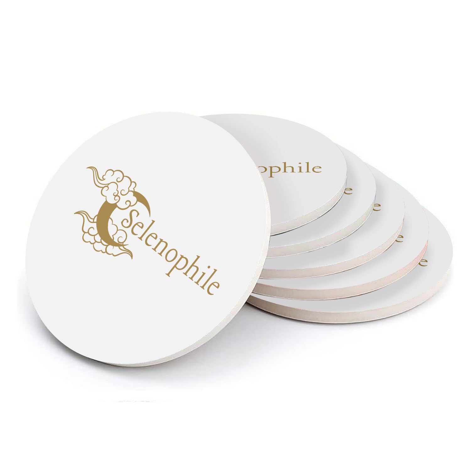 Sous verre ronds en céramique Selenophile Moon Sky Star - Lot de 6