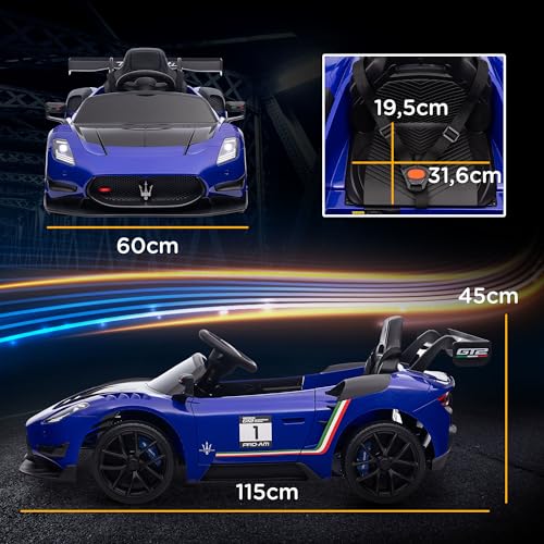 AIYAPLAY Kinder Elektroauto 12 V Kinderauto mit 2,4G Fernbedienung, Musik, Hupe, Vier stoßdämpfende Räder, Elektrofahrzeug mit Lichten, Stützräder, Sanftstart, 3-5 km/h, für Kinder 3-5 Jahre, Blau – Bild 6