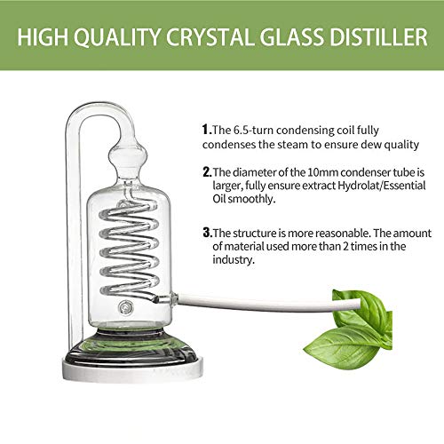 Yuewo 1Gal/4Liters Crystal Essential Oil Distillation Equipment Hydrosol Extractor Machine Water Distillers Home Brewing Kit For Home Countertop (Height:450Cm/177Inch+Essential Oil Separator) #TOP4