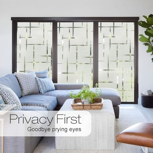 Image of COLORMATE Premium Vinyl Stained Frosted Window Glass Film (18x36 Inch) - Self-Adhesive Wallpaper Sticker Opaque Tint for Window Glass Privacy Cover, Door, Office, Home.| Anti-UV. Vertical Horizontal