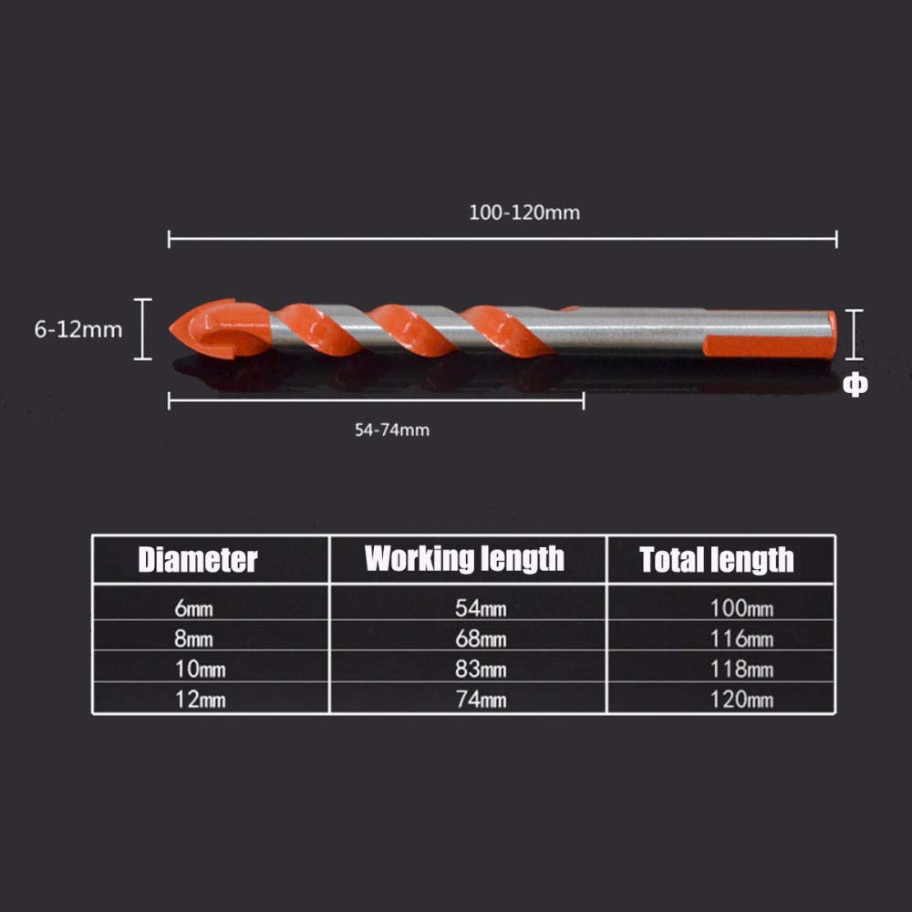 Juegos De Brocas Brocas De 5/7 Piezas Brocas De Aleación De Mango Triangular Brocas Multifuncionales Diámetro De Hoja De 6-12 Mm Para Agujero De Vidrio Cerámico Pared Cobalto-B