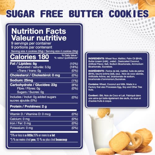 Image of Sugar Free Butter Cookies 36 Count Traditional Danish Cookies , Premium Assorted Shortbread cookies for Diabetics ( 1 Pk , 11 Ounce )