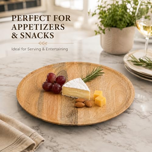 Platos decorativos de madera Alpha Living Home 11" pack 4 miniatura 2
