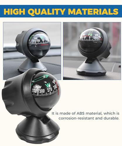 Car Compass,Compass for Car,Automotive Compass Ball,Car Accessories Auto Compass Car Compass Dashboard,Car Mount Compass with Bottom Stick,Dashboard Compass for Boat Car Truck to Find Direction - Image 6