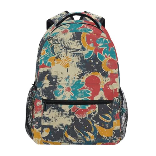 Sac à dos scolaire jaune bleu rouge à fleurs pour filles et garçons