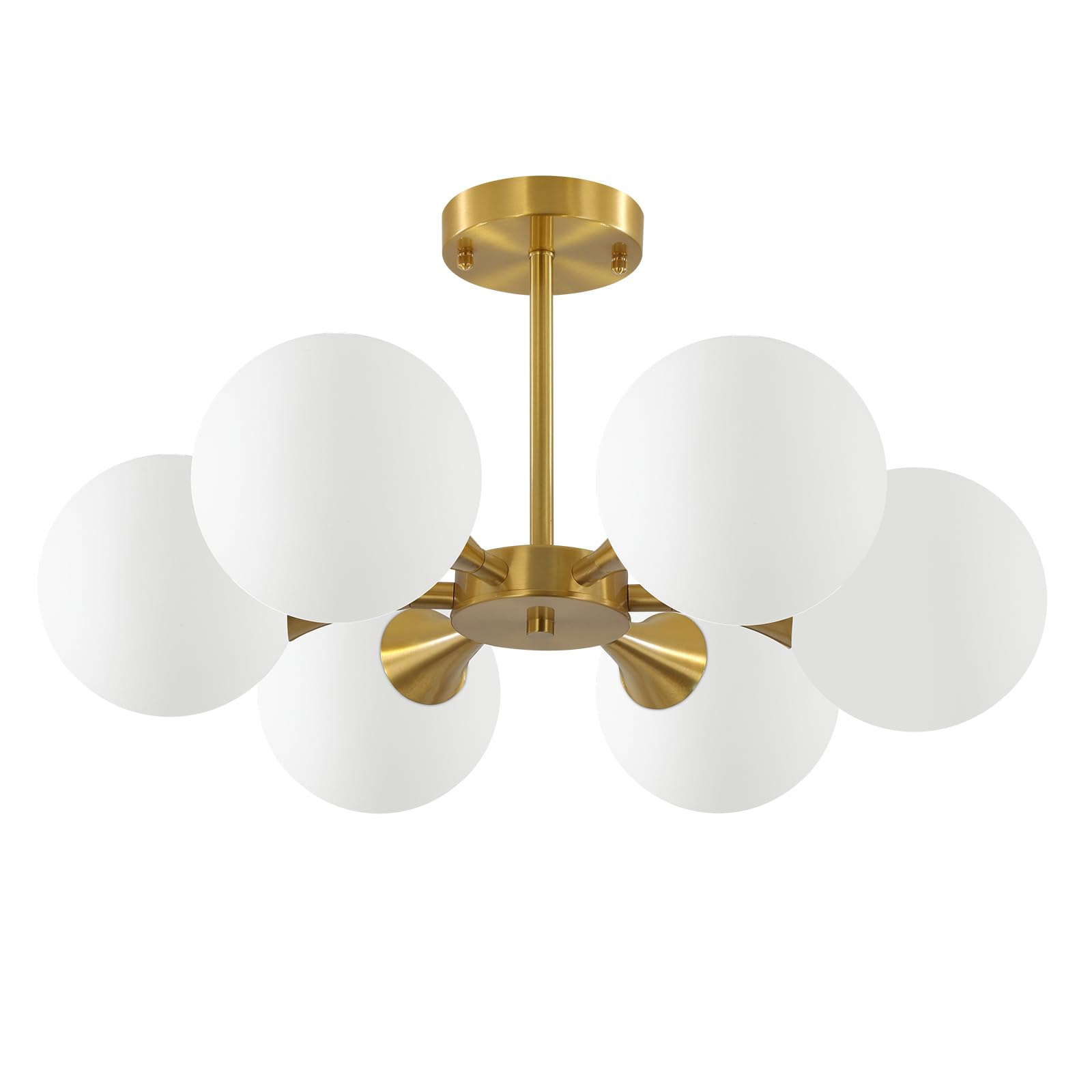 KCO Lighting Brushed Gold Sputnik Flush Mount Ceiling Light Mid