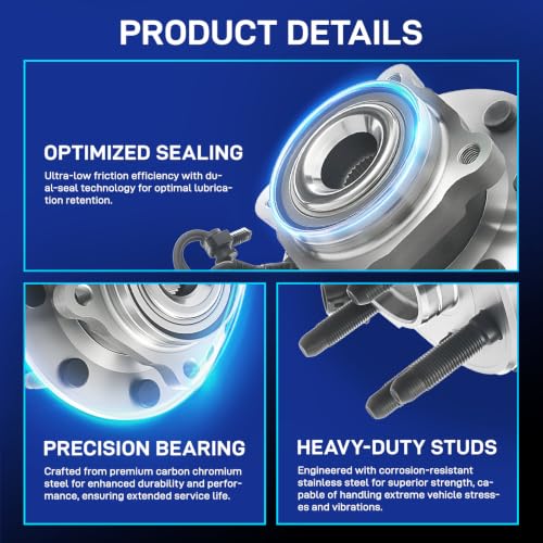 Image of BDELI 515098 2Pcs Front Wheel Hub Bearing Assembly for 2007-2010 Chevy Silverado 2500 /3500HD, GMC Sierra 2500 /3500HD, 2007-2013 Suburban 2500, Yukon XL 2500, 2008 2009 Hummer H2, 8 Lugs w /ABS
