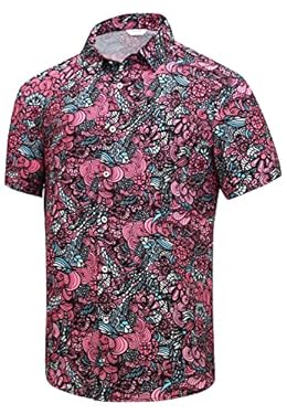 AMAZON - SheLucki Mens Hawaiian Shirts Short Sleeve Casual Button Down Shirts Summer Tropical Floral Beach Shirt Graphical Multicoloured S